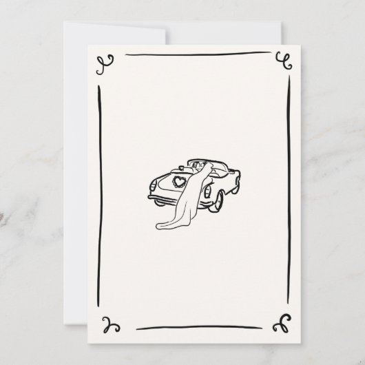 Whimsical Hand getrokken bruiloft Kaart (Achterkant)