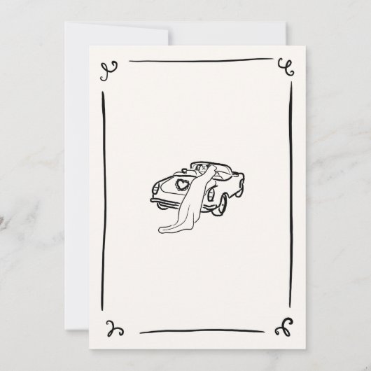 Whimsical Hand getrokken bruiloft Kaart (Achterkant)