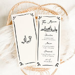 Whimsical Hand getrokken bruiloft menu<br><div class="desc">Dit schattige ontwerp is voorzien van handgetekende elementen en een grillige,  gedurfde tekst.</div>