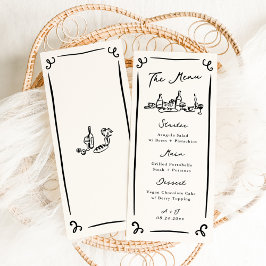 Whimsical Hand getrokken bruiloft menu