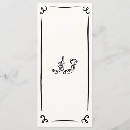 Whimsical Hand getrokken bruiloft menu (Achterkant)