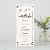 Whimsical Hand getrokken bruiloft menu (Staand voorkant)