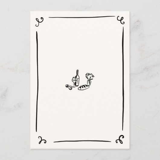 Whimsical Hand getrokken bruiloft menu (Achterkant)