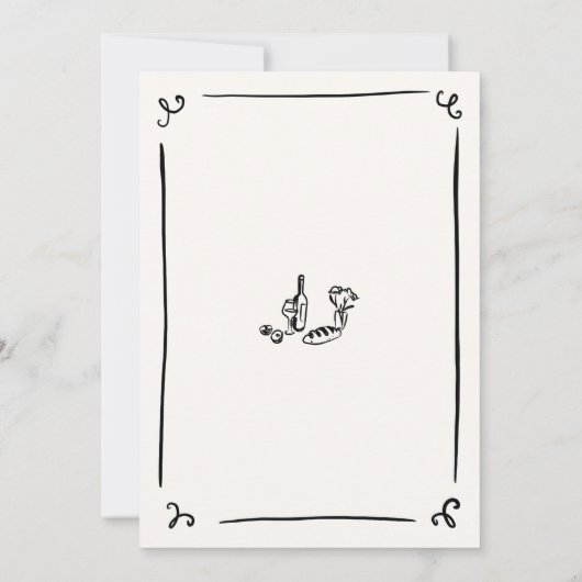 Whimsical Hand getrokken bruiloft menu Kaart (Achterkant)