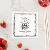 Whimsical Hand getrokken bruiloft monogram Servet (Insitu)