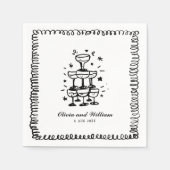 Whimsical Hand getrokken bruiloft monogram Servet (Voorkant)
