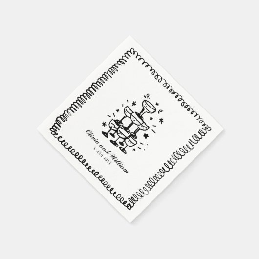 Whimsical Hand getrokken bruiloft monogram Servet (Hoek)