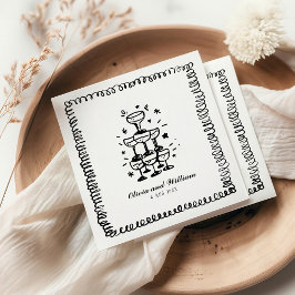 Whimsical Hand getrokken bruiloft monogram Servet