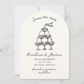 Whimsical, Hand getrokken bruiloft opslaan van de  Kaart (Voorkant)