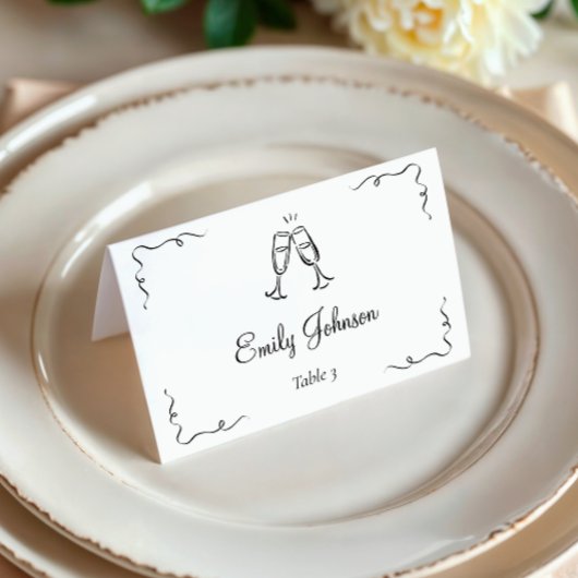 Whimsical Hand getrokken bruiloft plaats kaart