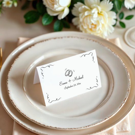 Whimsical Hand getrokken bruiloft plaats kaart