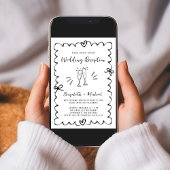 Whimsical Hand getrokken bruiloft receptie Kaart