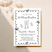 Whimsical Hand getrokken bruiloft receptie Kaart