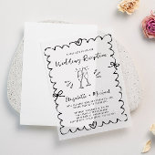 Whimsical Hand getrokken bruiloft receptie Vellum Uitnodigingen
