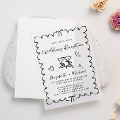 Whimsical Hand getrokken bruiloft receptie Vellum Uitnodigingen