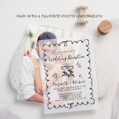 Whimsical Hand getrokken bruiloft receptie Vellum Uitnodigingen