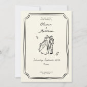 Whimsical Hand getrokken bruiloft romantisch Kaart (Voorkant)