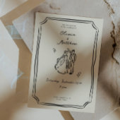 Whimsical Hand getrokken bruiloft romantisch Kaart