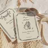 Whimsical Hand getrokken bruiloft romantisch Kaart