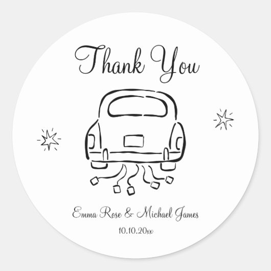 Whimsical Hand getrokken bruiloft Ronde Sticker (Voorkant)