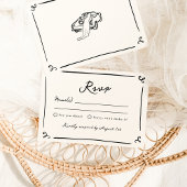 Whimsical Hand getrokken bruiloft RSVP Kaart