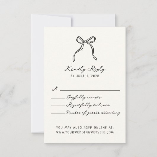 Whimsical, Hand getrokken bruiloft RSVP Kaartje (Voorkant)