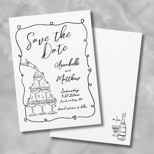 Whimsical Hand getrokken bruiloft Save the Date