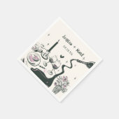 Whimsical Hand getrokken bruiloft Servet (Hoek)