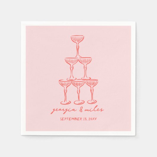 Whimsical Hand getrokken bruiloft servetten (Voorkant)
