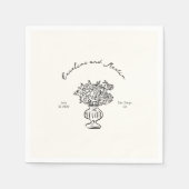 Whimsical, hand getrokken bruiloft servetten (Voorkant)