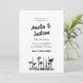 Whimsical Hand getrokken bruiloft uitnodiging (Staand voorkant)