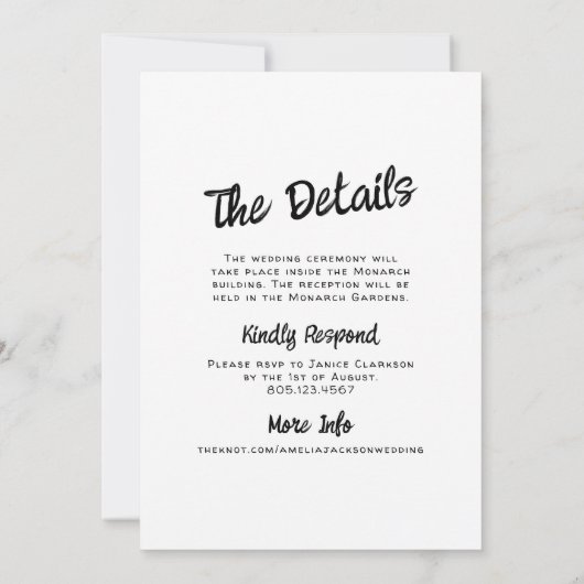 Whimsical Hand getrokken bruiloft uitnodiging (Achterkant)