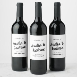 Whimsical Hand getrokken bruiloft uitnodiging Wijn Etiket