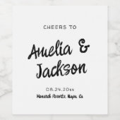 Whimsical Hand getrokken bruiloft uitnodiging Wijn Etiket (Enkel label)