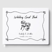 Whimsical Hand getrokken champagne bril bruiloft Gastenboek (Voorkant)