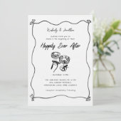 Whimsical Hand getrokken champagne bril bruiloft Kaart (Staand voorkant)