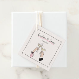 Whimsical Hand getrokken Champagne Toast bruiloft Bedankjes Labels