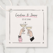 Whimsical Hand getrokken Champagne Toast bruiloft Bedankjes Labels (Voorkant)