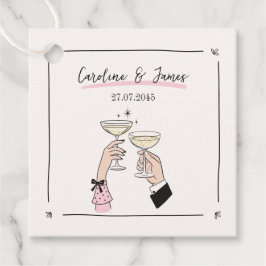 Whimsical Hand getrokken Champagne Toast bruiloft Bedankjes Labels