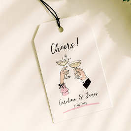 Whimsical Hand getrokken Champagne Toast bruiloft Cadeaulabel