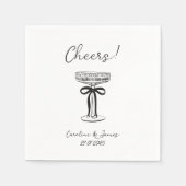 Whimsical Hand Getrokken Champagne Toast met boog Servet (Voorkant)