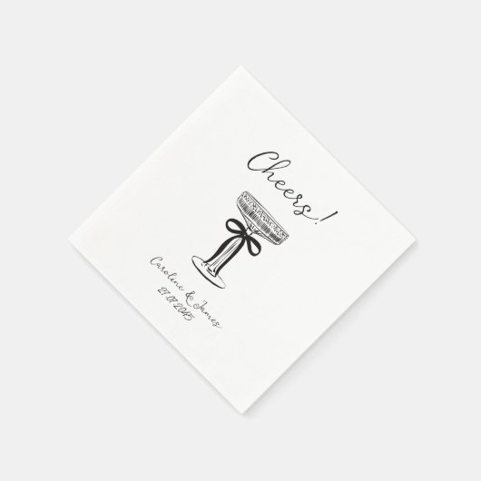 Whimsical Hand Getrokken Champagne Toast met boog Servet (Hoek)