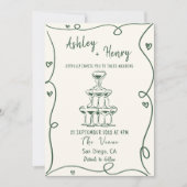 Whimsical Hand getrokken Champagne Toren bruiloft Kaart (Voorkant)
