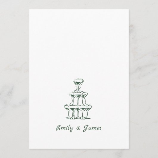 Whimsical Hand getrokken Champagne Wedding Menu (Achterkant)