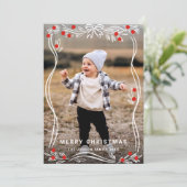 Whimsical Hand getrokken Christmas Bow Ribbon 2 Fo Feestdagenkaart (Staand voorkant)