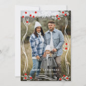 Whimsical Hand getrokken Christmas Bow Ribbon 3 Fo Feestdagenkaart (Voorkant)