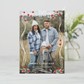 Whimsical Hand getrokken Christmas Bow Ribbon 3 Fo Feestdagenkaart (Staand voorkant)