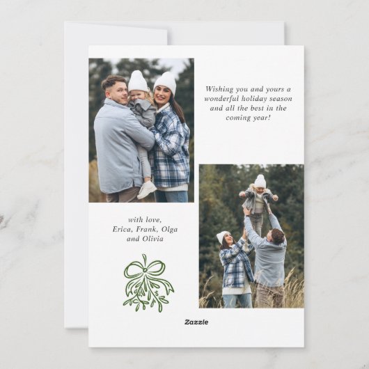 Whimsical Hand getrokken Christmas Bow Ribbon 3 Fo Feestdagenkaart (Achterkant)