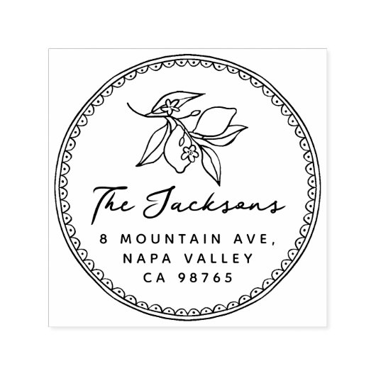 Whimsical Hand Getrokken Citroen Naam & Terugkeera Zelfinktende Stempel (Design)