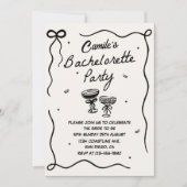 Whimsical Hand getrokken Cocktail Bachelorette Par Kaart (Voorkant)